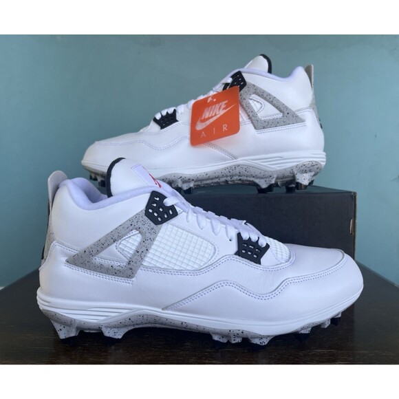 Air Jordan 4 Retro TD "White Cement" Football Cleats Men's Size 15 HQ0207-106 - Picture 1 of 11